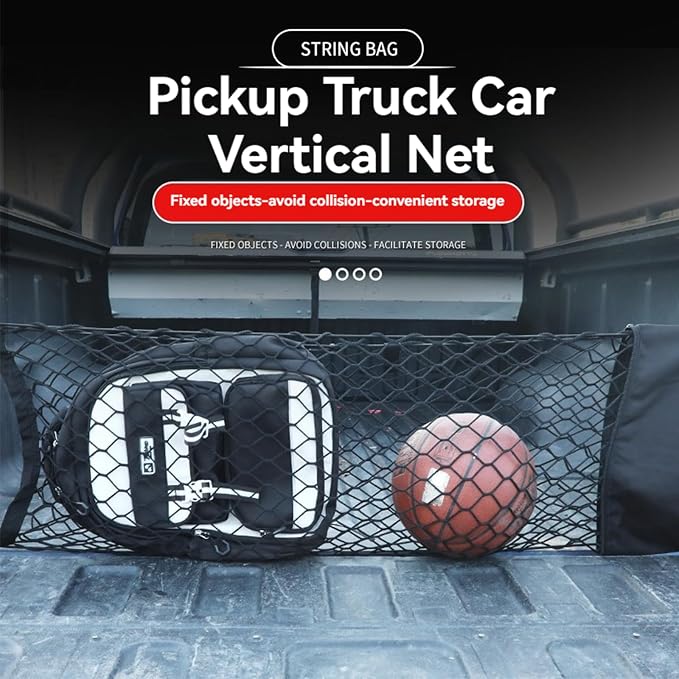 for Chevrolet/Chevy Traverse Envelope Style Truck Bed Cargo Net - Fits 2015-2024 2025 2026 Chevrolet Traverse Accessories Cargo Net for Pickup Truck Bed - Free Storage Bag - Heavy Duty Carabiners