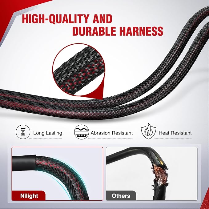 Nilight Wiring Harness Kit Nylon 14 AWG 1 Lead 12 V On Off Switch Power Relay Blade Fuse for LED Light Bar Off Road Lights on Car Jeep Boat Trucks