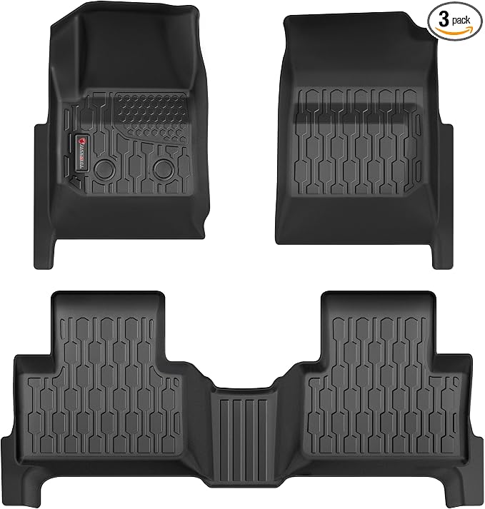 Floor Mats Compatible with 2015-2022 Chevy Colorado/GMC Canyon Crew Cab, All Weather TPE Floor Liners, Custom Fit Car mats, 1st & 2nd Row, Black