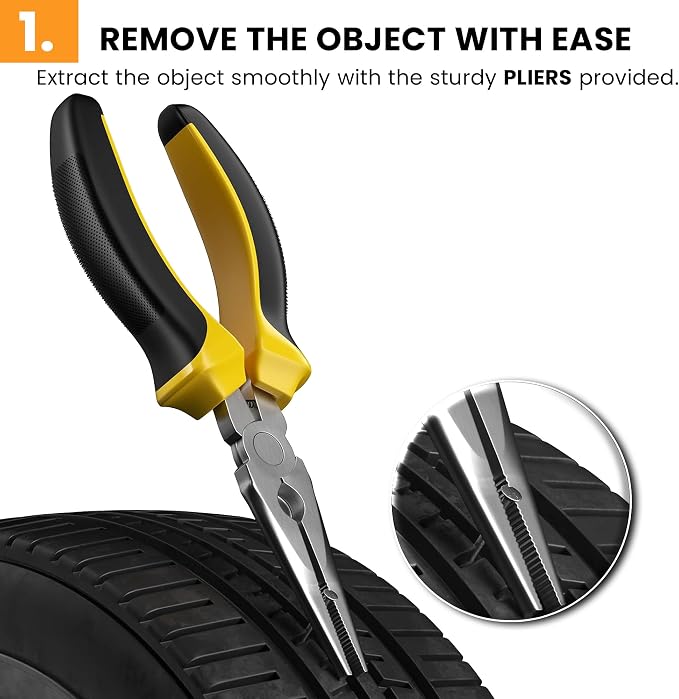 GRAND PITSTOP - Compact Tire Repair kit with Molle Storage Pouch. Heavy Duty Universal Tire Plug Kit, Easily Stores Inside Your UTV, ATV, Truck, Motorcycle
