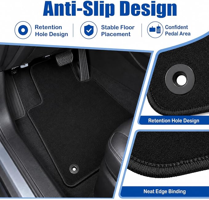 GXARTS 4PCS Velour Carpet Floor Mats Custom Fit for Toyota Camry 2025 (LE LEV SE XSE),Noise-Reducing Floor Liners Full Set, Front & Rear All-Weather with Retention Clips, Black