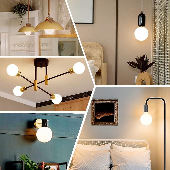 2 Pack G40 Globe LED Light Bulbs, 5.5W Dimmable 50 Watt Equivalent LED Edison Bulbs, Warm White 2700K, 600LM, E26 Base, Milky LED Filament Bulbs for Bathroom Bedroom Living Room