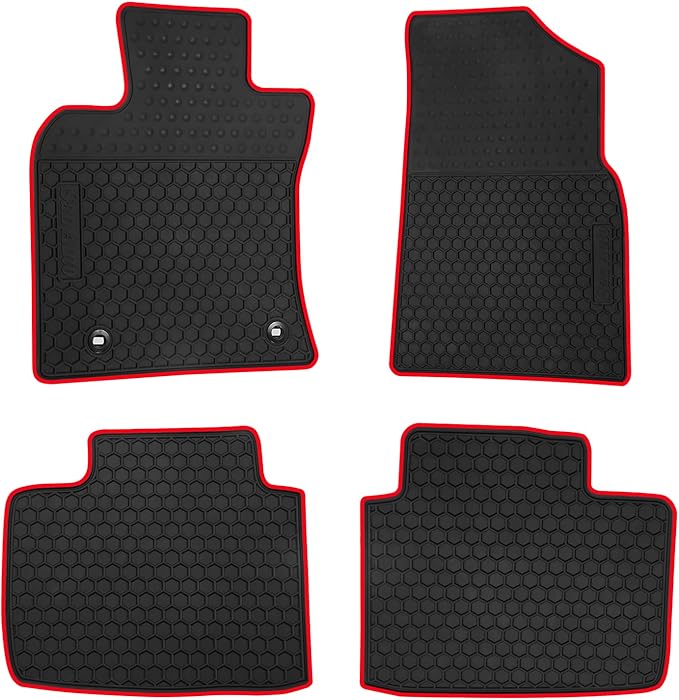 Car Floor Mats Custom Fit for Toyota Camry 9th 2025 2026 Black Red Rubber Car Floor Liners Set All Weather Season Protection Heavy Duty Odorless