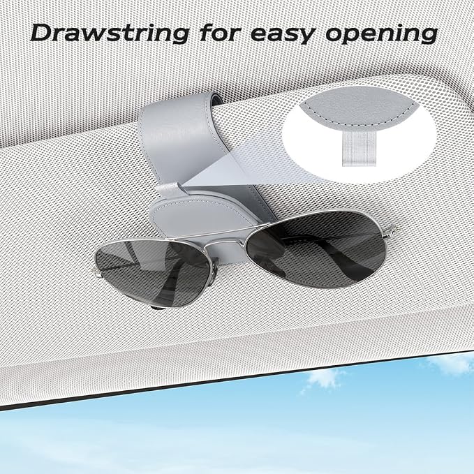 Sotfamily Sunglass Holder for Car Visor, Light Gray, 2 Packs | Suede Cloth, Magnetic, Organizer for Car Accessories