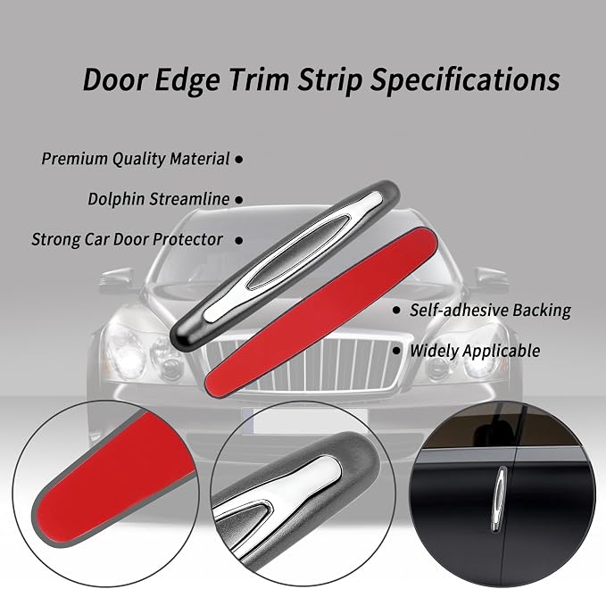 4PCS Car Door Edge Guards,Anti-Scratch Car Door Protector Trim Strip with Self Adhesive for Car Decor,Universal Exterior Car Accessories Door Guards for Cars Trucks SUVs (Gray)