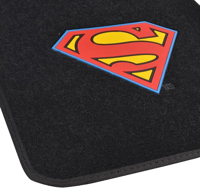 BDK Warner Brothers DC Comics Classic Superman Licensed Auto Carpet Floor Mats, Universal Fit 4PC Set Front & Rear for Car Truck Van SUV