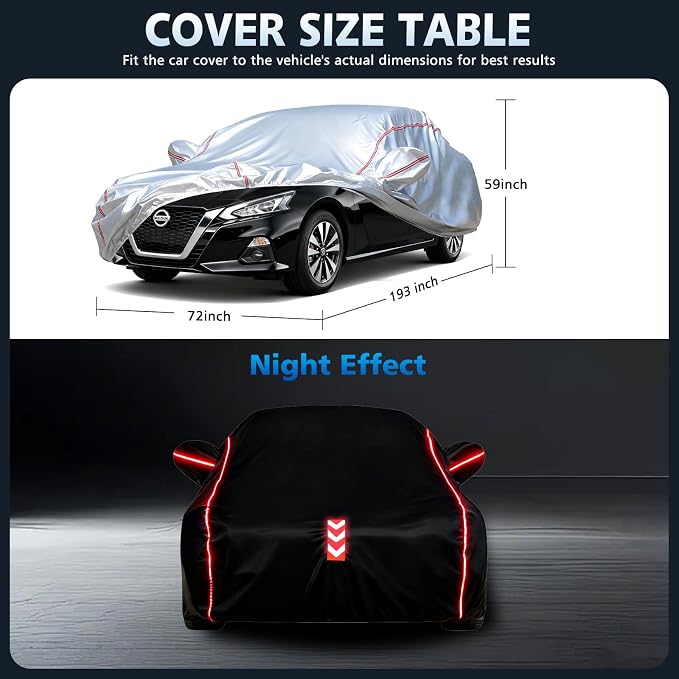 Waterproof All Weather Heavy Duty Vehicle Cover, 360° Underbody Wrap Windproof Design, Quick Install Outdoor Cover,（for Nissan Altima 2002-2025）