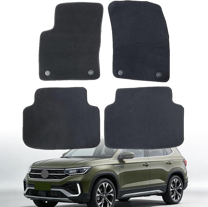 GXARTS Car Waterproof Floor Mats Carpet Full Set Compatible with Volkswagen Taos 2021 2022 2023 2024 2025 | All-Weather Protect, Black Velour Automobile Floor Liner Accessories