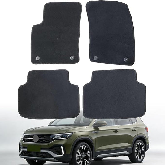 GXARTS Car Waterproof Floor Mats Carpet Full Set Compatible with Volkswagen Taos 2021 2022 2023 2024 2025 | All-Weather Protect, Black Velour Automobile Floor Liner Accessories