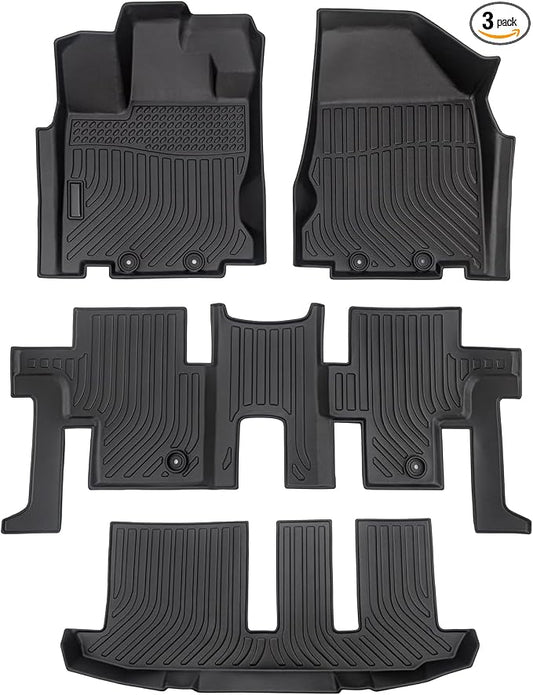 Floor Mats for 2013-2021 Nissan Pathfinder All-Weather TPE Rubber Floor Mats Fits 1st & 2nd & Row,Anti-Slip Floor Full Set