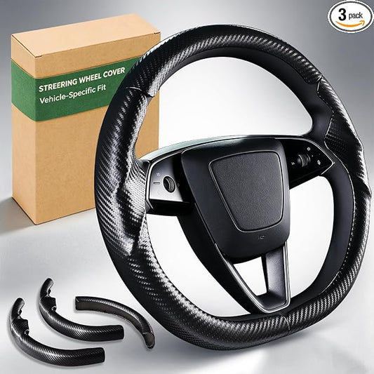 Steering Wheel Cover for Tesla Model 3 Highland(2024-Present)/ Model Y Juniper(2025-Present),Anti-Slip,Comfortable Grip,Breathable,Customized for Tesla Model 3/Y Accessories,Matte Black