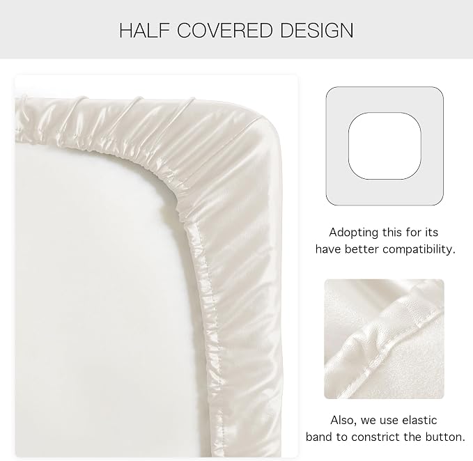 Yates Home PU Leather Couch Sofa Cushion Slipcover Water-Proof Elastic Chair RV Seat Covers Loveseat Slip Cover for Settee Seater in Living Room（3 Piece Large Sofa Cushion Covers,Ivory
