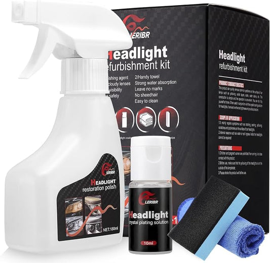 Automotive Headlamp Restoration Fluid Oxidized, Headlight Refurbishment Kit, Professional Car Headlamp Cleaner with Refurbishing Agent