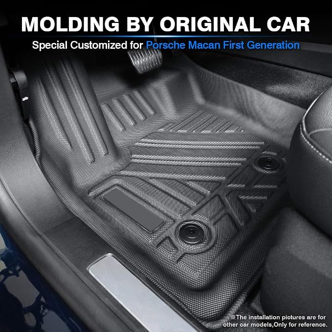 KUST Floor Mats for Porsche Macan 2014-2025 2026 All Weather Floor Liners 1st & 2nd Row Accessories Rubber High Side Black Non-Slip