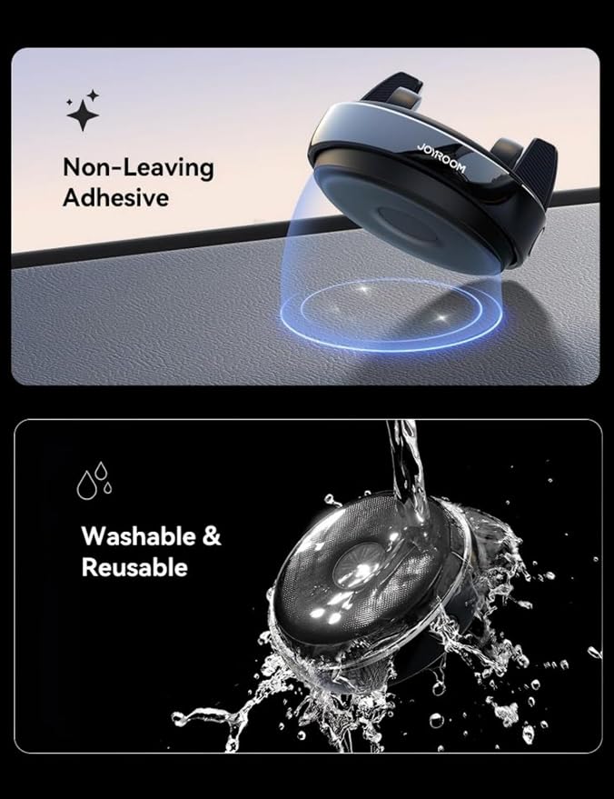 JOYROOM Car Phone Holder Mount, 360 Degree Rotation Dashboard Phone Holder | 30°Vertical Adiustment, Anti-Slip Grip & Adjustable Spring Clip Phone Holder for Car, Compatible with Smartphones, GPS Device