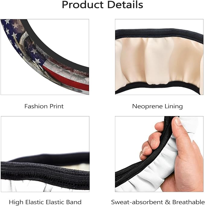 Camouflage Deer American Flag Steering Wheel Cover for Men | Anti-Slip Elastic Breathable Soft Rubber Car Steering Wheel Protective Cover, Universal 15 Inch Fit for Cars, Auto, SUVs