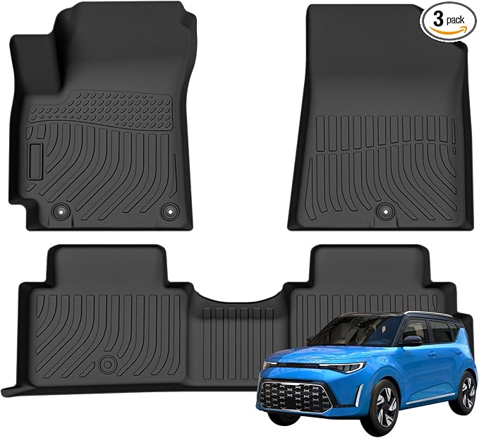 Priprilod Floor Mats Fit for Kia Soul 2020-2025 All Weather Protector TPE Floor Liners Custom Fit Car Mats Non-Slip