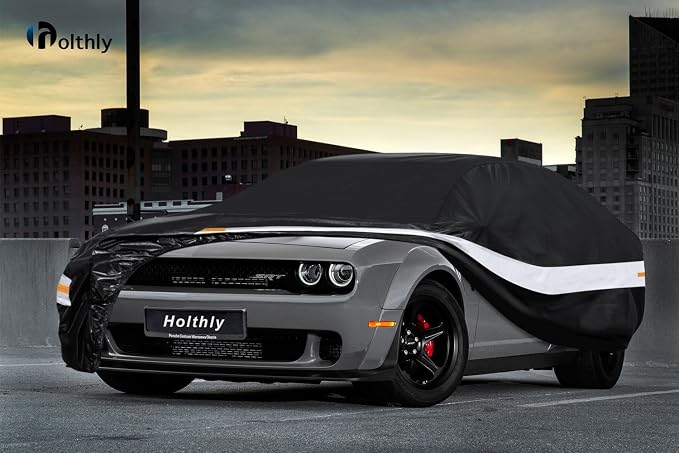 10 Layers Car Cover Custom Fit for Dodge Challenger SRT Hellcat Demon,Waterproof All Weather for Automobiles, Outdoor Full Cover Sun UV Rain Protection with Cotton.Black