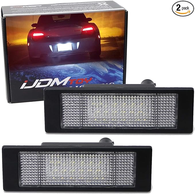 iJDMTOY OEM-Fit 3W Full LED License Plate Light Kit Compatible With BMW 1 6 Series Z4 X2 X4 i3, Powered by 18-SMD Xenon White LED & Can-bus Error Free