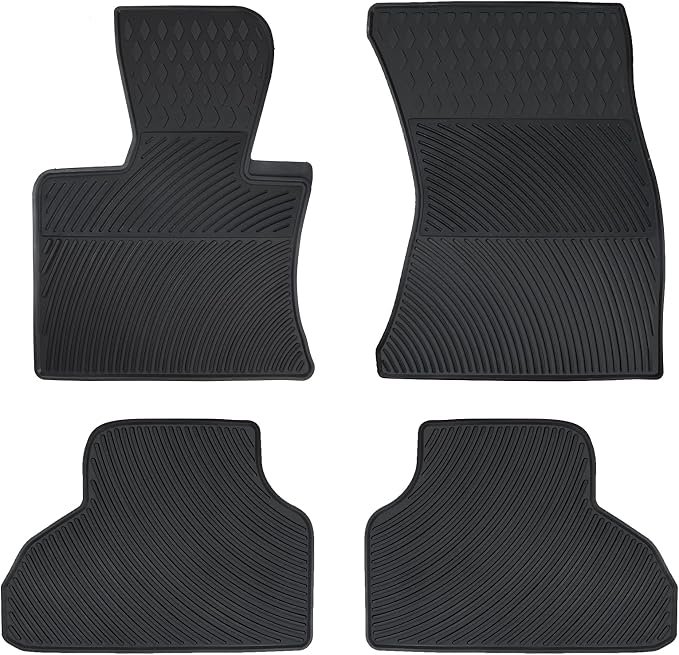 Car Floor Mats Custom Fit for BMW X5 F15 2014-2018,X6 F16 2015-2019 Full Black Rubber Auto Liner Mats All Weather Protection Heavy Duty Odorless