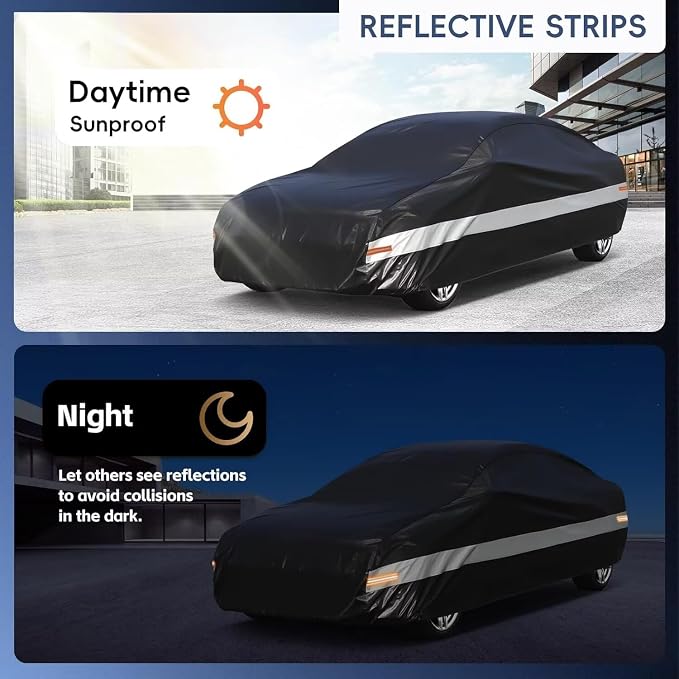 10 Layers Car Cover Custom Fit for Nissan 350Z 370Z Z (2002-2026), Waterproof All Weather for Automobiles, Outdoor Full Cover Sun Dust Rain Protection with Cotton. Black