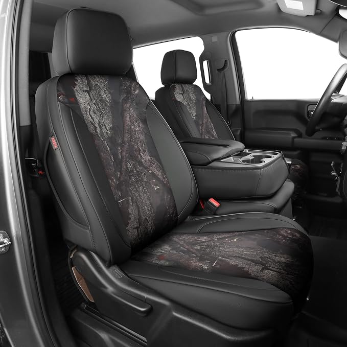 EKR Silverado Seat Covers Custom Fit for (Crew Cab) 2014 2015 2016 2017 2018 Chevrolet Silverado 1500 & HD 2500/3500 WT/LS/LT/LT/High Country/Custom,Faux Leather(Black/Woodland Camo)