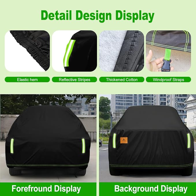 Truck Cover Waterproof All Weather - Heavy Duty Outdoor Pickup Truck Cover Windproof Sun Rain Protection - Universal Fit for Ford F150 Chevy Silverado (Fit Truck: Length Up to 242 inch)