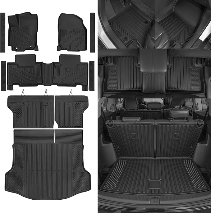 Custom Fit Floor Mats for Toyota RAV4 2013-2018 | All Weather TPE Floor Liners with Trunk Mat & Backrest Protectors & Door Sill Guard | Odorless Full Set Interior Accessories