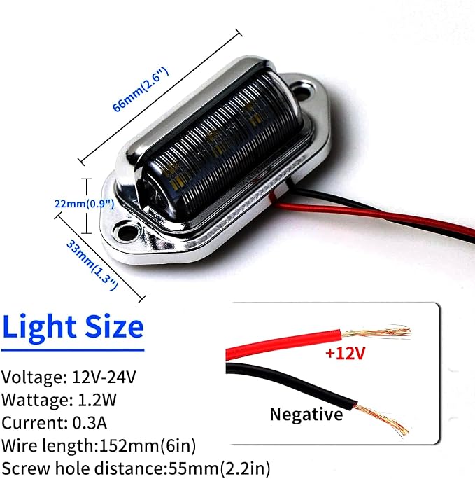 4pcs Black Boat Trailer White LED License Plate Lights Surface Mount Waterproof Universal Courtesy Step Tag Lamp
