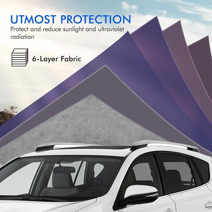Car Cover Waterproof All Weather, 6 Layers Outdoor Full Exterior Cover Rain Sun UV Snowproof Protection with Zipper Cotton, Mirror Pocket for Toyota RAV4