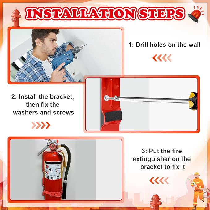 4Pack Fire Extinguisher Mount - 2.5LB Fire Extinguisher Bracket for Home Car Truck RV, Heavy Duty Fire Extinguisher Wall Mount Holder(Red)