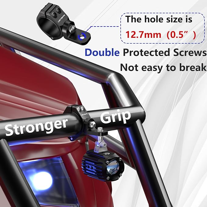 LOKTENWO Thicken Light Bar Mounts Fit 1.5''/1.75''/1.85''/2'' Roll Cage | 2PCS Heavy Duty CNC Aluminum UTV Whip Light Mount 360° Adjustable Light bar Mounting Bracket