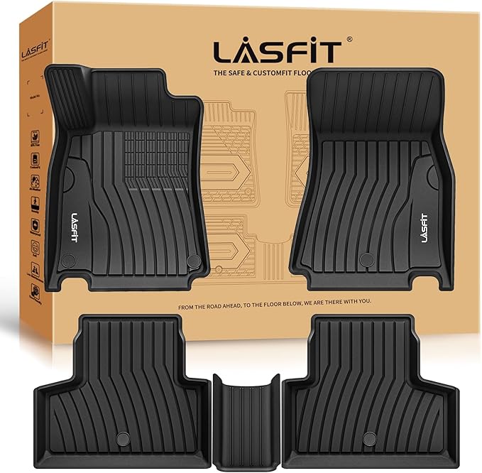 LASFIT Floor Mats for Mercedes Benz GLB 250/35 AMG (Fit 5 Seats) 2026 2025 2024 2023 2022 2021 2020, All Weather TPE Custom Fit Floor Liners for GLB250 & GLB35 AMG 1st & 2nd Row Car Mats, Black