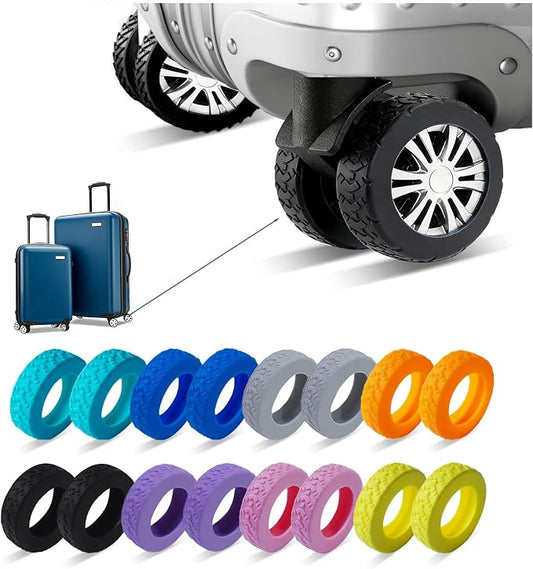 16 Pcs Luggage Wheel Covers, Anti-Noise, Fits 2-2.4" suitcase wheel, Black | suitcase wheel covers, Widened & Thickened Silicone, Anti-Noise & Scratch-Proof, Fits 2-2.4" Carry-On Luggage Wheels