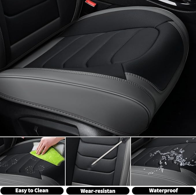 FLORICH Car Seat Covers, Leather Seat Covers, Front Seat Covers 2PCS,Waterproof Car Seat Protector, Auto Driver Seat Covers Accessories Fit for Most SUV Trucks(Gray&Black, Front Pair)