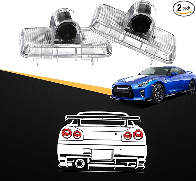 2PCS Car Door Logo Lights for GTR R35 R34 2007-2019, Courtesy & Puddle LED Welcome Lights Accessories
