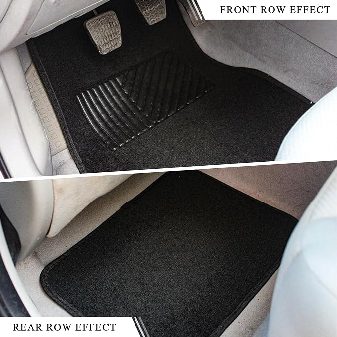 4PCS Car Floor Mats, Anti-Slip Waterproof Car Carpets with Safety Heel Pad, Heavy Duty Floor Mat for All Weather Protection, Universal Trim to Fit for Sedans Trucks SUVs (Gray)
