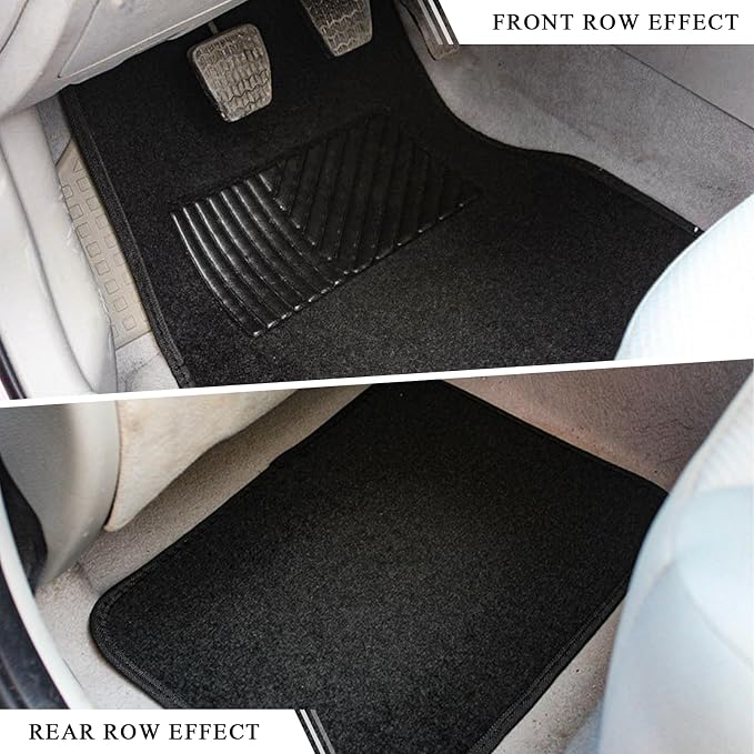 4PCS Car Floor Mats, Anti-Slip Waterproof Car Carpets with Safety Heel Pad, Heavy Duty Floor Mat for All Weather Protection, Universal Trim to Fit for Sedans Trucks SUVs (Wine Red)
