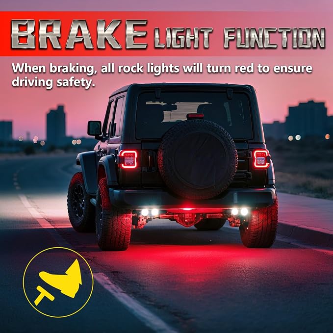 12 Pods Segmented Alloy RGB LED Rock Lights for Trucks Jeeps Golf Cart Offroad ATV UTV SXS, Waterproof Shockproof Metal Underglow Kit with APP/RF Control Sync Music Multicolor Underbody Fender Light