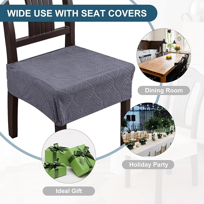 Waterproof Stretch Seat Covers,Dining Room Chair for 4 Set Removable Washable Chair Slipcover Protectors,No Rear Covers,Dark Grey