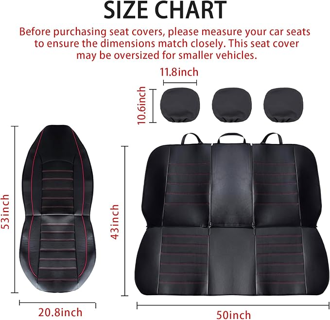 TOYOUN Classic Universal PU Leather Car Seat Covers Full Set Fit Most Cars Trucks SUVS or Vans Blue High Back Front Bucket and Rear Auto Seat Covers Set Car Seat Protector
