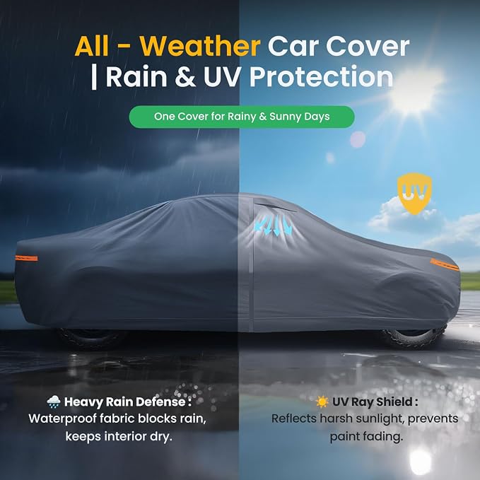 Waterproof Challenger Widebody（Next-Gen 2-Doo Car Cover with Breathable Vents, [Upgrade] Premium Covers with Cotton Liner and Zipper Door,Sun Rain Snow Dust Uv Protection.(Gift with Towel)