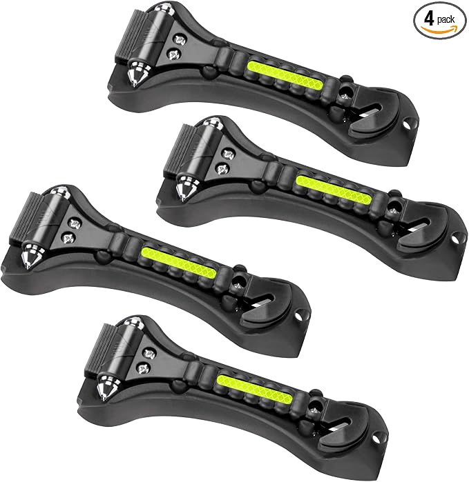 4PCS Car Window Breaker, Glass Breaker, Window Breaker Seatbelt Cutter, 2-in-1 Car Safety Hammer with One Second Emergency Glass Hammer, Safety Emergency Car Escape Tool for Car, Office, Home