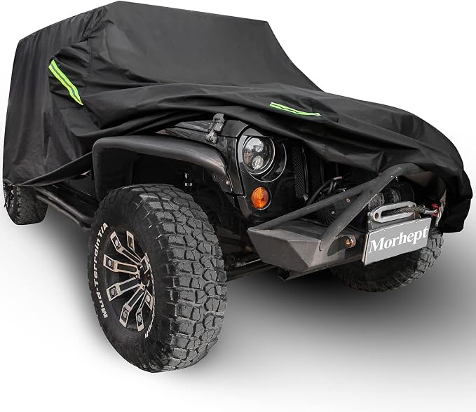 Waterproof Cover for Jeep Wrangler 2-Door with Driver Door Zipper | Jeep Wrangler 2-Door Fit，Waterproof Cover，All-Weather Protection，Driver Door Zipper，Dust & UV Resistant