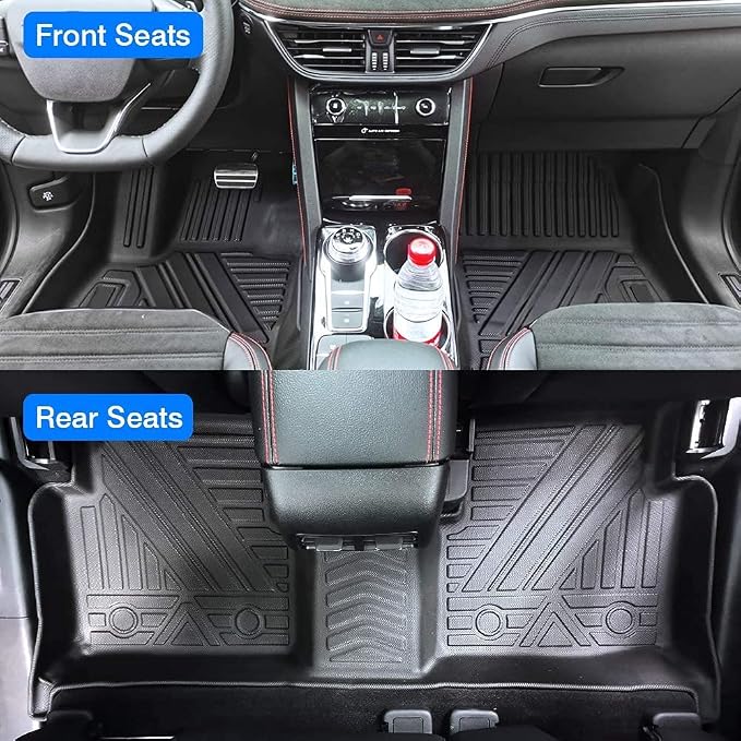 KUST Floor Mats for Ford Escape 2020-2025 2026 (NOT for Hybrid), All Weather TPE Rubber Front Rear 2 Row Car Mats Escape Accessories High Edge Black, 3PCS