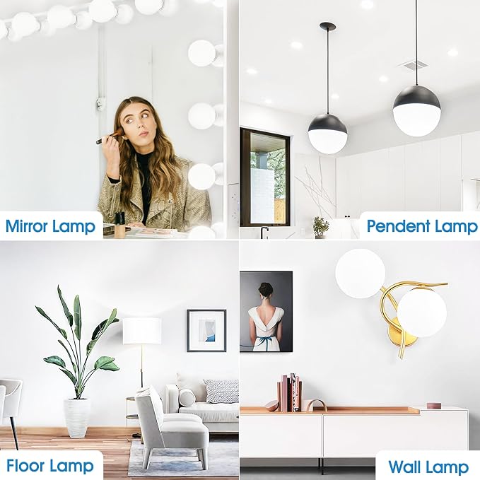 EvaStary G25 LED Globe Light Bulbs, 6W LED Vanity Bathroom Light Bulb 60W Equivalent Daylight White 5000K for Mirror Round Makeup Lights, 85-265V CRI85+ E26 Base, Non-dimmable, 4 Pack