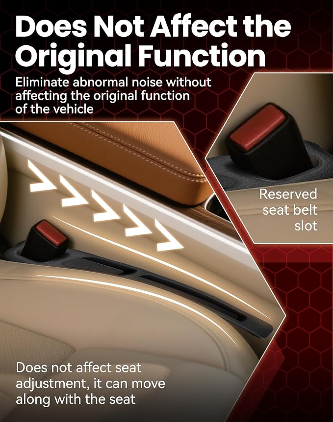 Seat Gap Filler - Stopping Phone Key from Falling, 2PCS Dual Slot Car Seat Gap Filler Organizer with Seat Belt Holes & Storage Slot, Universal Seat Gap Filler for Car Suv Truck (Beige)
