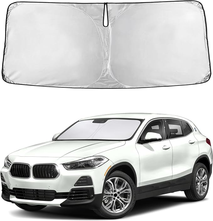 EcoNour Windshield Sunshade Compatible for BMW X2 2018-2021 2022 2023, Sun Visor for Front Windshield & Window Sun Shade Cover, UV Heat Blocker & Protector, Car Accessories