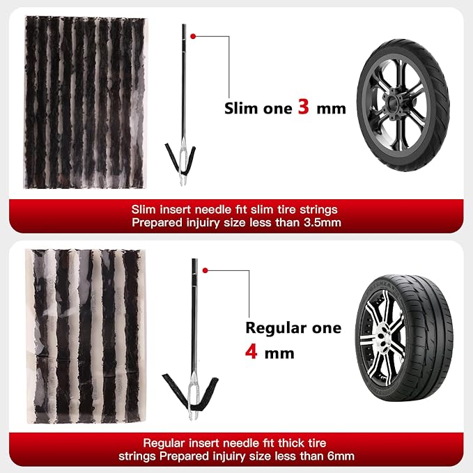 SUNSOUL Tire Repair Kit - 40PCS Heavy Duty Tire Plug Kit with Storage Bag, Universal Zinc Alloy Puncture Repair Tools for Car, Motorcycle, Truck, ARB, ATV, UTV, Tractor, RV, SUV, Trailer