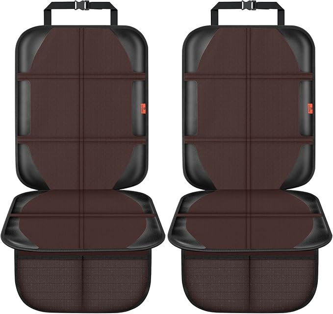 XHYANG Car Seat Protector,2 Pack Automotive Seat Protectors Baby Carseat Pad Waterproof & Durable 600D Fabric for Child Baby Car Seat Mat Vehicle Pet Cover 2 Storage Pockets (Brown)